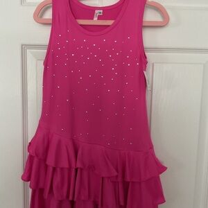 Sofi New With Tags
Girls Pink Fuchsia Tank Dress w Crystal Designs 
Size Small